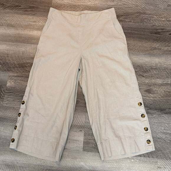 New Directions Crop Pants Women's Medium Navy Blue Wide Leg 100% Cotton Size 10 - Picture 2 of 5